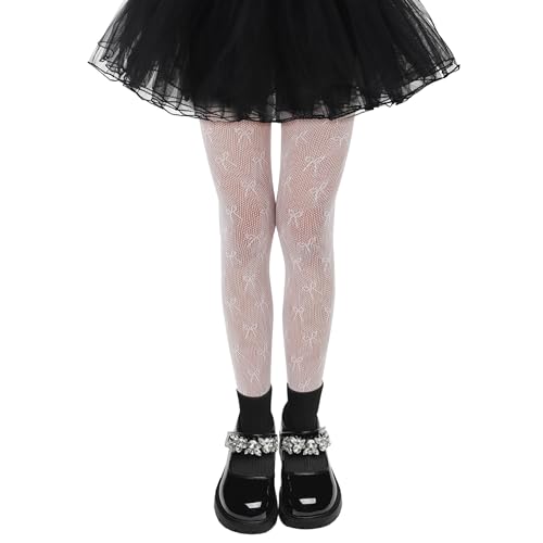Image of Girls Lace Fishnet Tights Toddler Sheer Patterned Stockings Hollow Dance Pantyhose for Kids Halloween Tights
