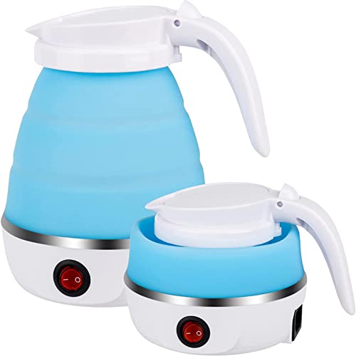 Collapsible Travel Kettle To Take On Holiday | Foldable Camping Kettle Fast Boiling Silicone Material | Compact Mini for Backpacking Hotels & Outdoors (Blue)