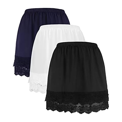 Vanrose Jan Modesty Lace Shirts Extender Extra Length See Through Slips Black White Navy 4XL/5XL Cover