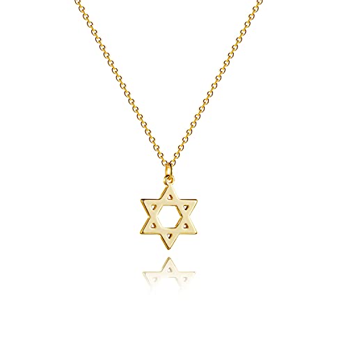 Tasiso Star of David Pendant Necklace for Women 14K Gold Plated Magen David Necklace Judaica Jewelry Talisman Tantrism Hexagram Pendant Necklaces