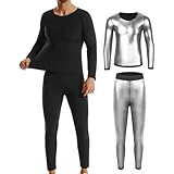 Sauna Suit for Men Weight Loss, Sweat Suits Men, Slimming Training Workout Body Shaper Sweat Long Sleeve Sauna Shirt Pants,2XL,Silver