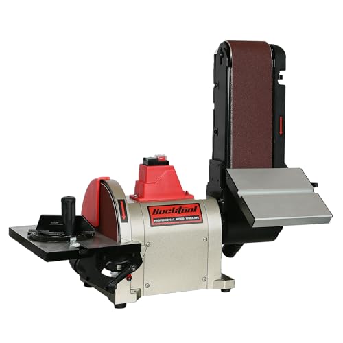 BUCKTOOL 500W Band-Tellerschleifer mit Zubehör | Bandschleifmaschine mit Schleifbandgeschw. 9.2 m/s, Schleifteller Drehzahl 2980 U/min | SchleiftellerØ 200mm