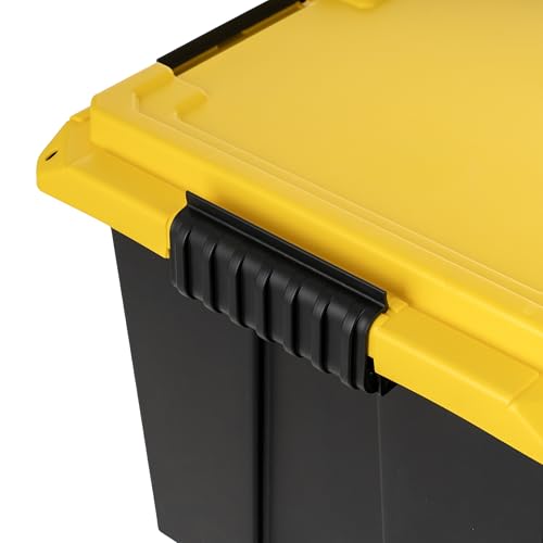 Image of IRIS USA 2-Pack 22 Gal Footlocker Storage Trunk with Wheels, Black /Yellow