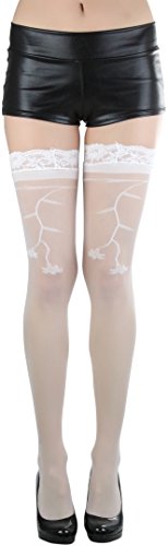 Image of ToBeInStyle Women's Sheer Banded Thigh High Socking w /Opaque Band