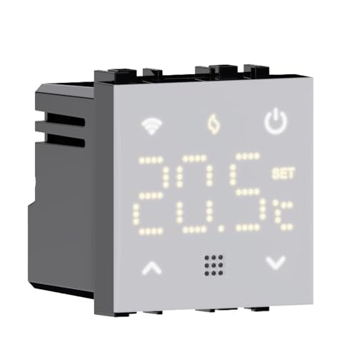 Elektronova Cronotermostato connesso WIFI TUYA da incasso modulo programmabile 2P 240V display touch retroilluminato colore bianco compatibile su supporti Vimar plana