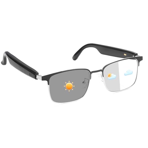Gafas inteligentes con oído abierto, lentes fotocromáticas, gafas de sol polarizadas, Bluetooth, asistente de voz, altavoces con micrófono para hombres y mujeres, gafas Bluetooth, control por voz