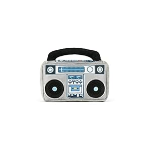 P.L.A.Y. Cute Plush Dog Toys – 1980s Classics Themed Durable Squeaker 2-in-1 Chew Toy, Great for Puppies & Small, Medium, Large Dogs – Machine Washable, Recycled Materials (Boop Box Boombox & Casette)