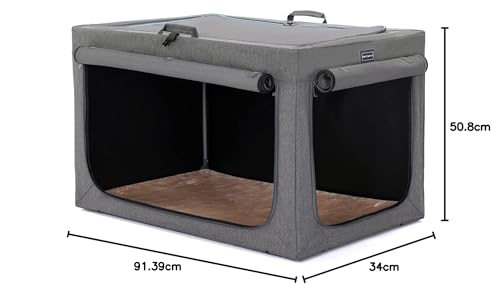 Petsfit Hundebox für Zuhause, Hundebox faltbar für große mittlere Hunde, Hundetransportbox Auto Verstellbares Design Hundeschlafbox, Zimmerkennel Hund mit Reißfeste Netzfenster & plüsche Betteinlage