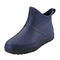 Rain Boots Men's Waterproof Garden Shoes Short Non-Slip Wellington Boots Outdoor Rain Protection Shoes Lightweight Ankle Boots Flat Sole Slip On Shoes Leisure Comfortable Garden Boots, darkblue, 11 UK