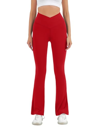 Image of HEGALY Women's Flare Yoga Pants - Crossover Flare Leggings Buttery Soft High Waisted Workout Casual Bootcut Pants