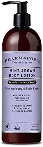 Pharmacopia Mint Argan Body Lotion – Moisturizing Aromatherapy Body Cream with Natural & Organic Ingredients – Vegan, Cruelty Free, Aromatic Body Moisturizer, 16 oz