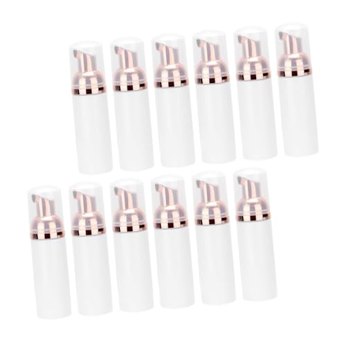 BESTYASH 12 Stück 30ml Pet Pumpflaschen Schaumspender Reisegröße Reiseflaschen Kosmetikspender Weiß Mit Roségold Pumpe Für Gesichts Pflegelotionen