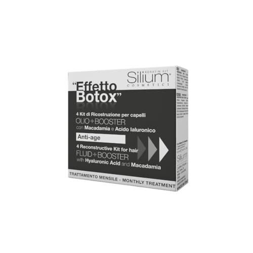 SILIUM Botox Kit di ricostruzione anti-età Fluid + Booster Montly Treatment with Hyaluronic Acid and Macadamia 4 Kit