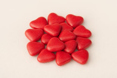 Dragées Petits Coeurs au Chocolat Suprême, 70% Cacao, Rouge, Fabrication Artisanale Française, 250g (Rouge)