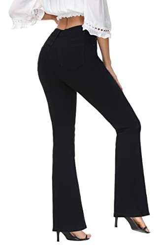 Ttfifeng Flare Jeans For Women, Women's High Waist Stretch Bell Bottom Jeans Black Flare Bootcut Denim Jeans Pants，Black 01 #TOP2