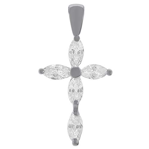 Pendentif croix argent 925 rhodié oxydes zirconium pour collier