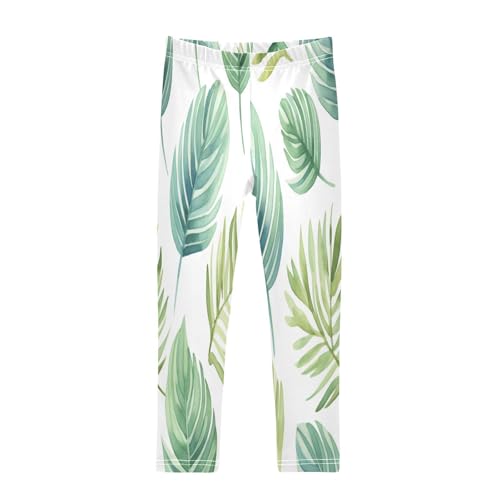 Bolaz Toddler Girls Leggings Printed Yoga Pants Leggings Tropical Leaves for Kids