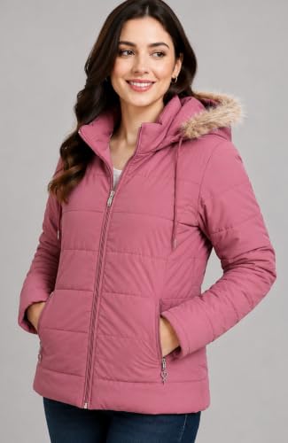 Image of SANE ORIGINALS Winter Jacket for Women with Detatchable Hoodie Cap || Lightweight Full Zipper Regular Fit Warm Jacket for Ladies
