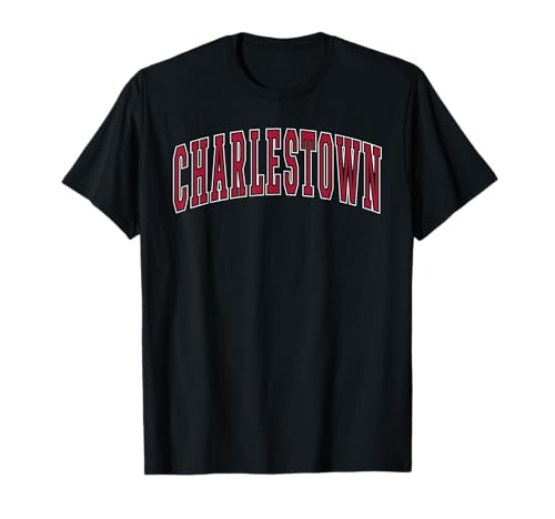 Charlestown Massachusetts Souvenir College Style Red Text T-Shirt