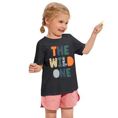 Image of Family Trips Matching Shirts : Wild One Print Tee Safari Animal Theme Parent-Child Outfit