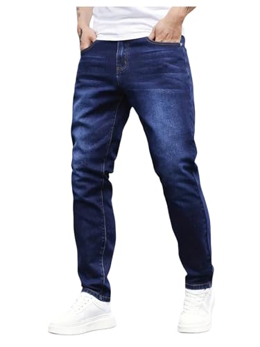 Verdusa Men's Skinny Jeans Straight Leg Casual Stretchy Denim Pants with Pockets