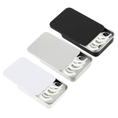 3 Pcs Small Dental Floss Case Metal Portable Compact Pick Dispenser Tin Sliding Refillable Flosser Organizer Box Mini Holder for Pill Oral Care Travel Hotels Dating Dinners Teeth Cleaning