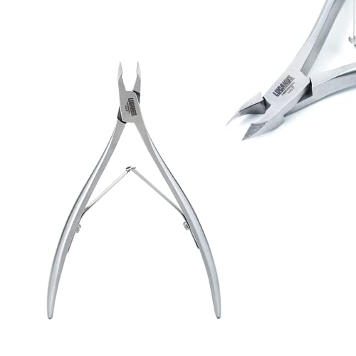 LUCANUS C type Cuticle Cutter Stainless Steel Cuticle Nippers with Hand-Sharpen Blades Cuticle Clippers for Nail Care Pedicure Manicure Nail Tools (Silver)