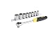 Produktbild Stanley Micro Tough Umschaltknarre (mit 12-Kant Steckschlüsseln 3/8 Zoll, 9-teilig, 8/10/11/12/13/15/17/19 mm) 0-94-611