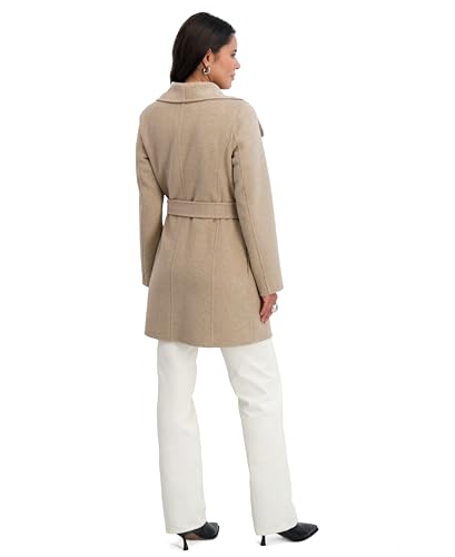Image of TAHARI Women's Double-faced Luxury Soft Wool Blend Peacoat- Wrap Wool Coat With Removable Belt