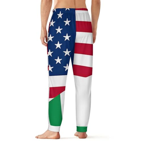 U.S. Italy Flag Men's Pajama Pants Soft Lounge Bottoms Lightweight Jogger for Sleeping3
