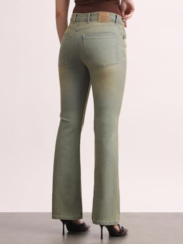 Image of Urbano Fashion Women's Mid Rise Bootcut Washed Jeans Stretchable
