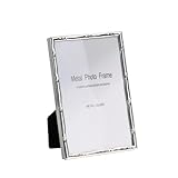 HYFEUOKF Soporte for Marco De Fotos De Metal De Alto Brillo Con Detalles Plateados De Estilo Artístico Y Marco Estrecho(6-inch)