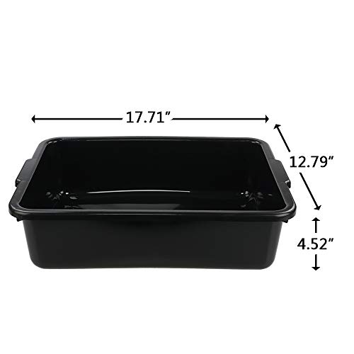 Kiddream13 Liter Commercial Bus Tray, Plastic Restaurant Wash Tubs Bus Tub BoxSet of 4, Black