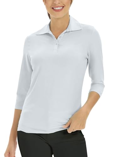 Polo de soleil manches 3/4 blanc idéal pour le golf et la randonnée