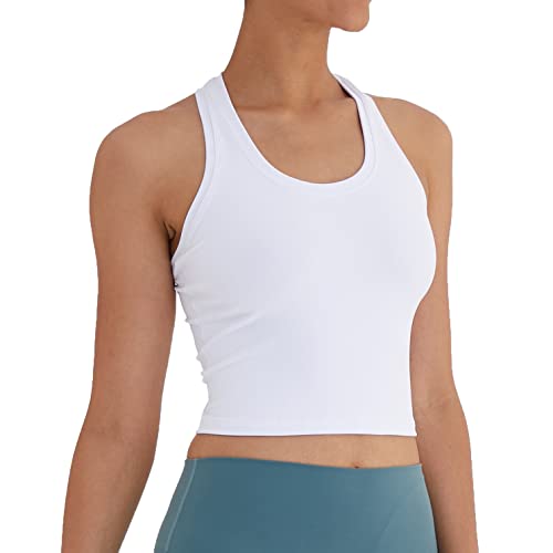 Women's Cropped Racerback Tank Tops Running Workout Tops Active Yoga Tops4