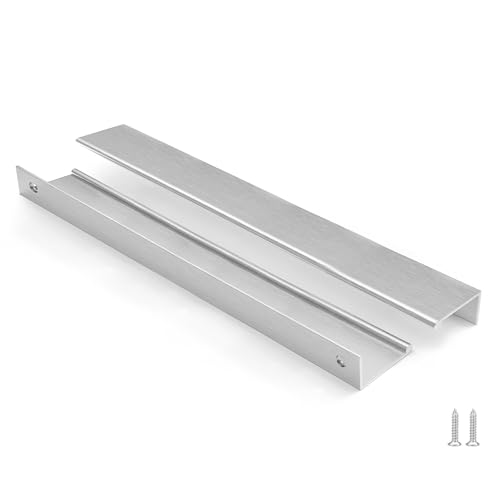 Rergy Drawer Handles Brushed Nickel Cabinet Pulls 10 inch 30 Pack, Finger Pulls for Cabinet Edge Pulls, Aluminum Alloy Hardware with Smooth Edge for Dresser Drawer Handles, Screws Included