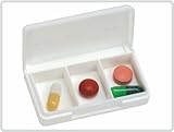 mit Klappdeckel Kleine Tablettendose, 3-geteilt, Farbe: Weiß * Top Qualität zum Top Preis*