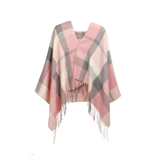 Photo de Miss Lulu Écharpe d'hiver pour Femme, écharpes et châles pour Femme en Tartan, Enveloppant et Chaud, Doux comme Le Cachemire, Rose, Taille Unique
