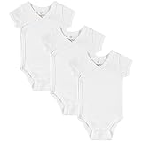 Kindsgard Baby kurzärmeliger Wickelbody trunder - 3er Pack, Größe 56, weiche und hochwertige 100% Bio-Baumwolle - Weiß