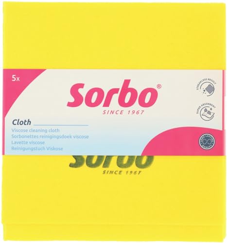 Sorbo Sorbonettes Reinigungstücher – 5er-Set – 38 x 40 cm – Hoch saugfähig & fusselfrei – Waschbar bis 60 °C – Universelle Allzwecktücher – Für Küche, Bad & Haushalt – Gelb