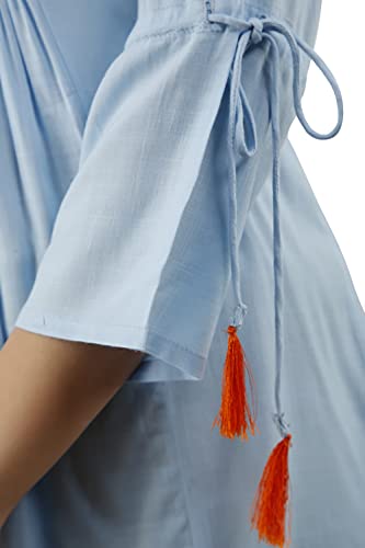 Image of DMP FASHION Women's Rayon Classic Heavy Embroidery Top with Beautifull Tassels at Front and on Both Sleeves