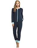 Ekouaer Women’s Jumpsuit One Piece Non Footed Pajama Playsuit (Navy Blue, M)