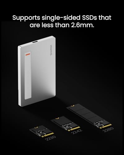 Image of sharge Disk Plus SSD Enclosure 10Gbps M.2 NVMe, 0.24 inch Ultra Slim Aluminum Enclosure with Built-in Cable USB C 3.2 Gen2 Support Size 2230 /2242 /2280 M Key SSDs (SSD not Included)