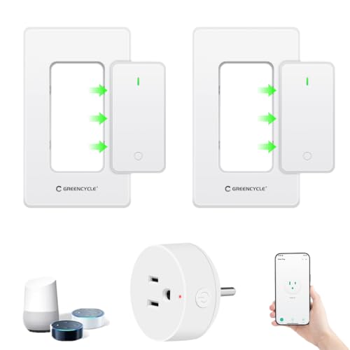 Image of Greencycle Smart Plug with Wireless Wall Switch,No Wiring,2 Switches