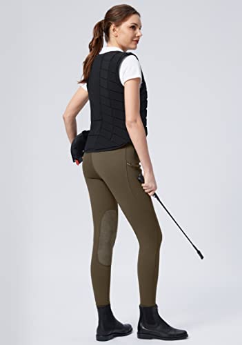 Santiny Women'S Horse Riding Pants With Zipper Pockets Knee-Patch Schooling Tights Equestrian Breeches For Women thumb #5