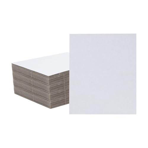 Image of 50 Pack 8x10 Inch White Corrugated Cardboard Sheets, Corrugated Cardboard Filler Insert Sheet Pads for Mailing, Pack Shipping, Backing, Craft Card Board