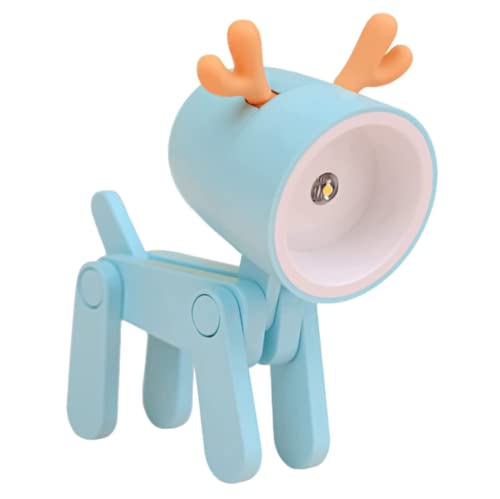NOPEILVI Cartoon Mini Night Light, Mini Night Light for Kids, Creative Dog Deer Light Light Portable Animal Lamps Animal for Girl Boy Kids Bedroom Nursery Blue Cover