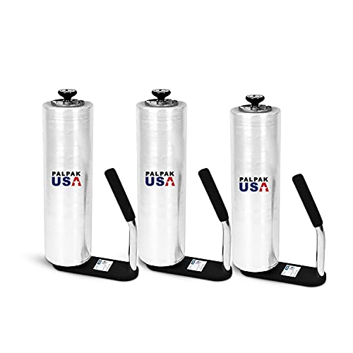 Image of Made in USA! Industrial Strength Stretch Film Dispenser - Palpak100 Light Weight Pallet Wrapper - Tension Knob Adjustment Wrap Handle (3 Pack)