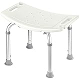 Badhocker Duschstuhl, 8 Höhenstufen Badewannenstuhl von 38-55cm, Aluminiumbeinen & Rutschfester Badewannensitz für die Innendusche, Leichter und schmaler Duschhocker für Senioren und Behinderte