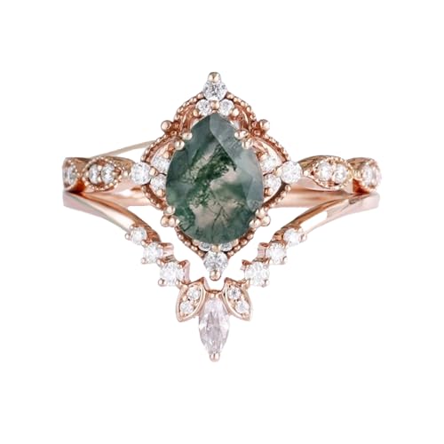 DONGHU Moss Agate Ring Set